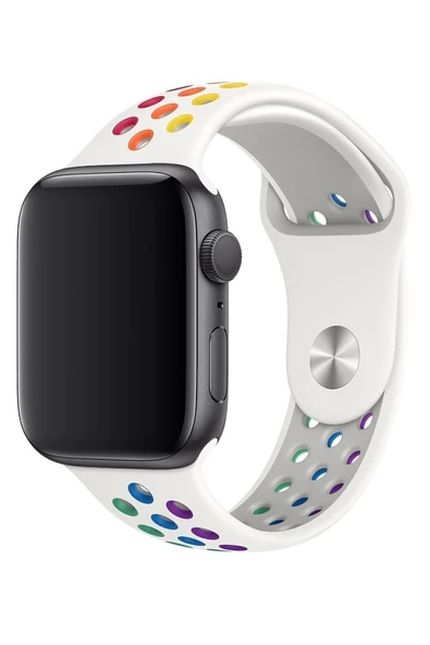 Apple Watch 42-44 Mm Uyumlu Delikli Renkli Silikon Kordon - 2