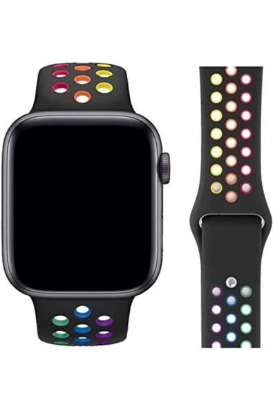Apple Watch 42-44 Mm Uyumlu Delikli Renkli Silikon Kordon - 4