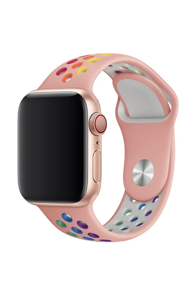 Apple Watch 42-44 Mm Uyumlu Delikli Renkli Silikon Kordon - 10