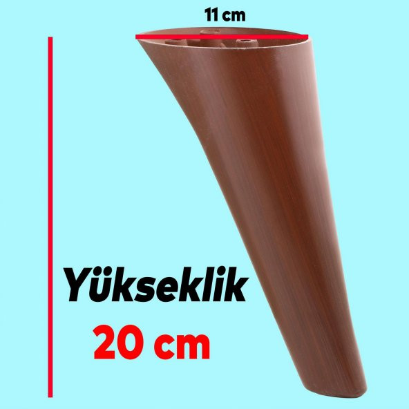 Lüks Mobilya Kanepe Sehpa TV Ünitesi Koltuk Ayağı 20 cm Ahşap Desenli Kahverengi Baza Ayak - Resim 5