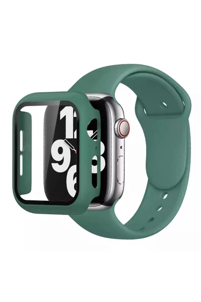 Watch 44mm Uyumlu Silikon Kordon + Kasa Ve Ekran Koruyucu 360 Tam Koruma 2'li Set - 7