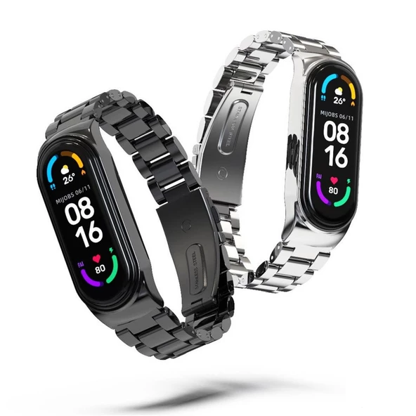 Xiaomi Mi Band 4 Mi Band 3 Uyumlu Metal Kordon Kayış - 4