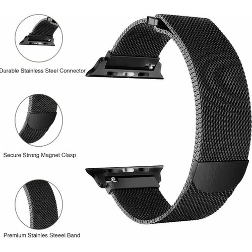 Apple Watch 2 3 4 5 6 Se Nike 38mm 40mm Uyumlu  Kayış Milano Loop Metal Örgü Kordon - 11