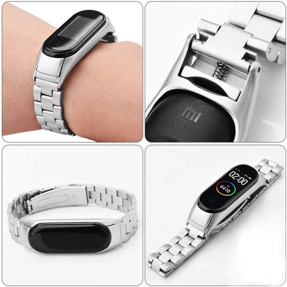 Xiaomi Mi Band 4 Mi Band 3 Uyumlu Metal Kordon Kayış - 6