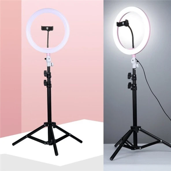 Youtuber Led Işıklı Tripod Selfie Makyaj Işığı Sürekli Ring Light 10 Inç Halka