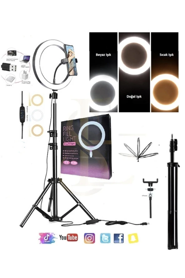 14 Inç Youtuber Video Oda Çekimleri Için Ring Light Sürekli Beyaz Led Işık Halka Led Işık 2m Tripod