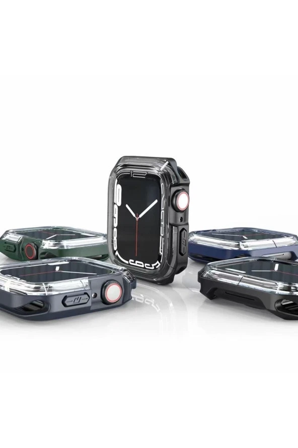 Apple Watch Seri 7 45mm Uyumlu Kasa Koruyucu 360 Tam Koruma Silikon Kılıf - 4
