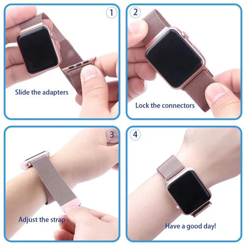 Apple Watch 2 3 4 5 6 Se Nike 42mm 44mm Uyumlu  Kayış Milano Loop Metal Örgü Kordon - 7