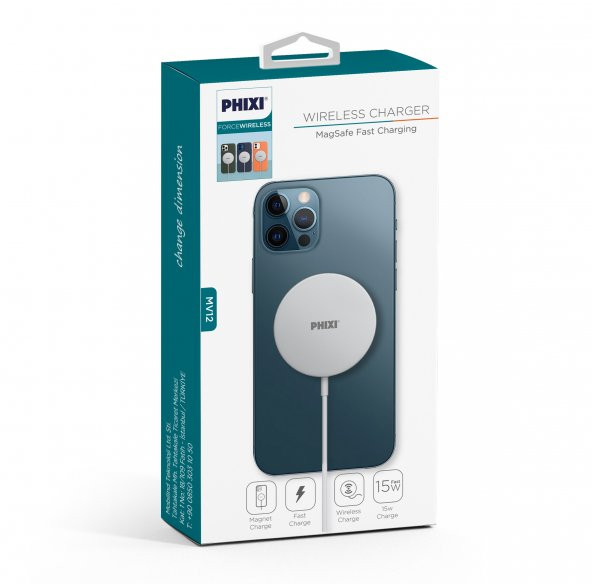 Phixi Force MV12 Magsafe 15W Hızlı Wireless Şarj Kablosu - 2