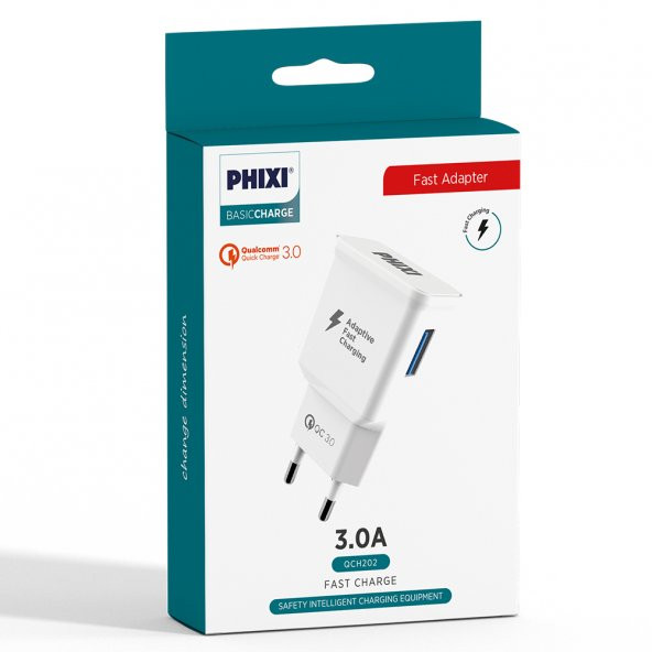 Phixi QCH202 Basic 12V / 3A Qualcomm 3.0 Hızlı Şarj Adaptörü - 2