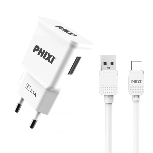 Phixi PCH201T Basic 2.1A Type-C USB Kablolu Şarj Cihazı