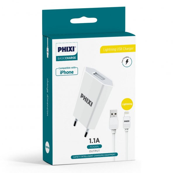 Phixi PCH201L Basic 1.1A Lightning Kablolu Şarj Cihazı - 2
