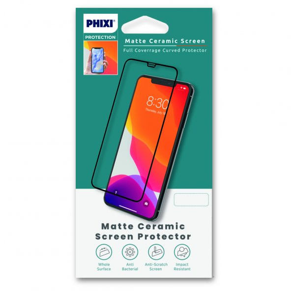 Phixi 9H Matte Ceramic Oppo A52 Siyah Ekran Koruyucu