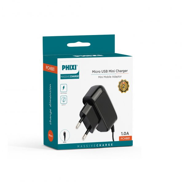 Phixi Massive PCH881 1.0A Micro USB Mini Mobile Şarj Cihazı - 2