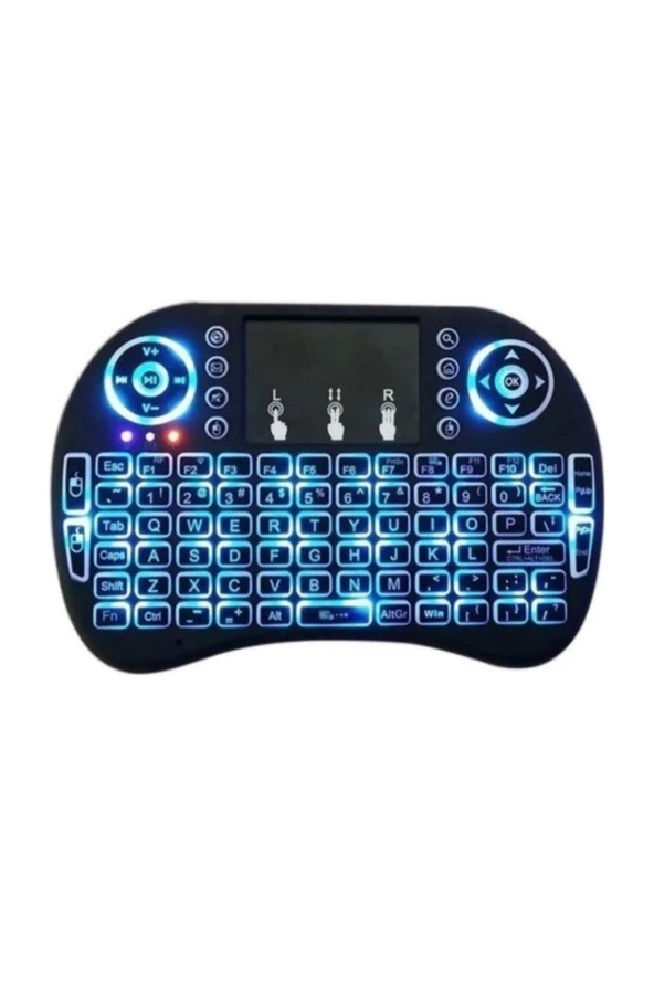 Işıklı Kablosuz Mini Klavye Tv Televizyon Ps3 Dokunmatik Mouse - 1
