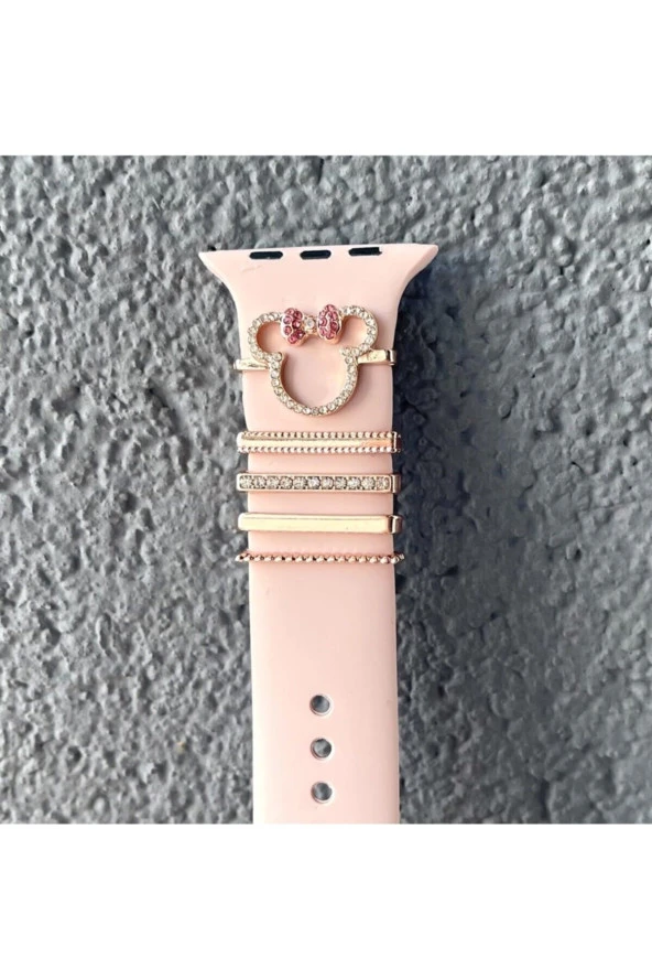 Apple Watch Uyumlu Kordon Aksesuarı Charm Set Rose Gold
