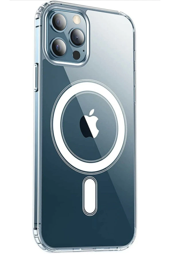 Iphone 12 Pro Max Manyetik Kablosuz Şarjlı Şeffaf Kılıf