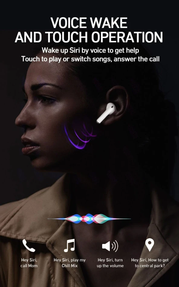 BWOO Bluetooth Kulaklık Kulakiçi Dokunmatik Kablosuz True Wireless Stereo Ios Android Uyumlu - 7