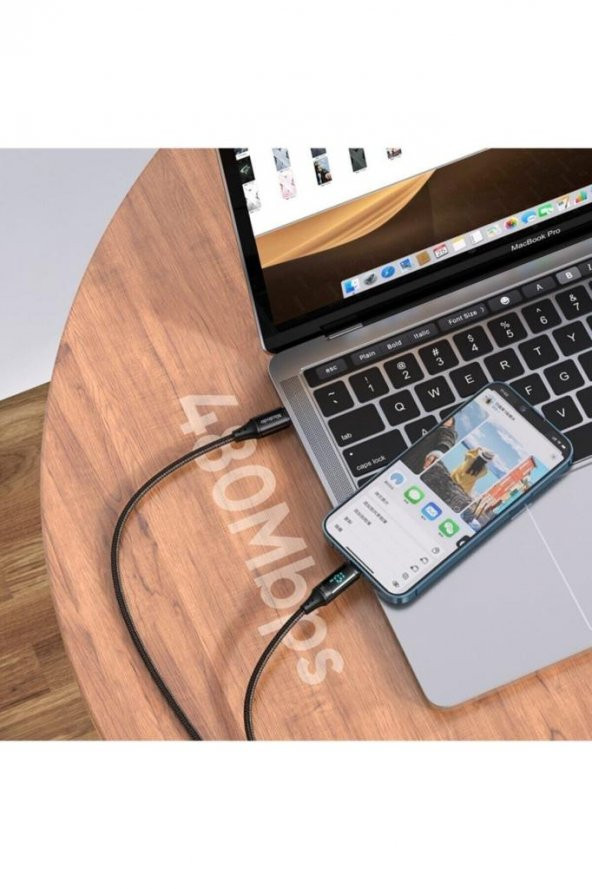 Ca-1030 36w Type-c To Lightning Dijital Göstergeli Data-şarj Kablosu 1.2m-siyah - 8