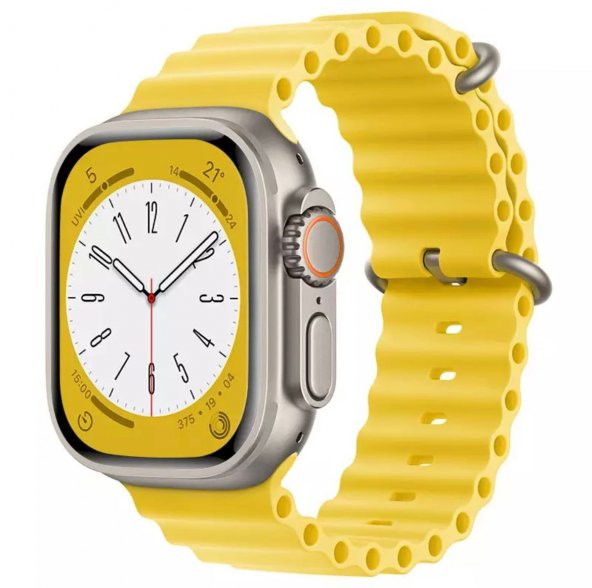 Apple Watch Kordon 3 4 5 6 7 8 SE Ultra Serisi 42 Mm/44 Mm/45Mm/49Mm Uyumlu Ocean Silikon Spor Kayış