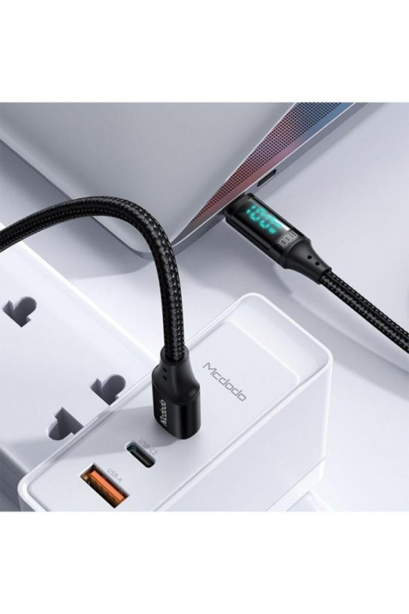 Ca-1100 100w Type-c To Type-c Dijital Göstergeli Data-şarj Kablosu 5a 1.2m-siyah - 2