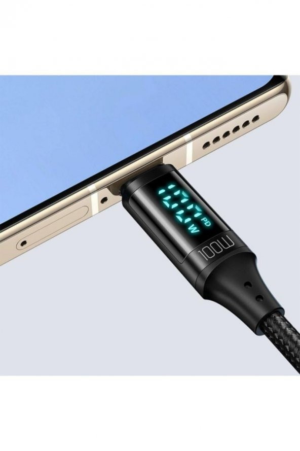 Ca-1100 100w Type-c To Type-c Dijital Göstergeli Data-şarj Kablosu 5a 1.2m-siyah - 7