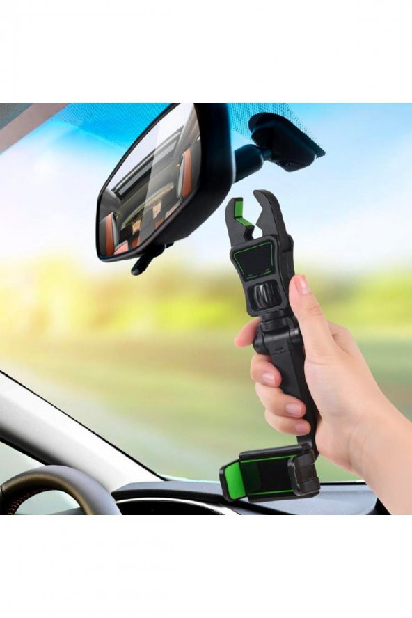 Araç İçi Telefon Tutucu 360 Dönebilen Multifonksiyonel Dikiz Aynası Araç Telefon Tutucu