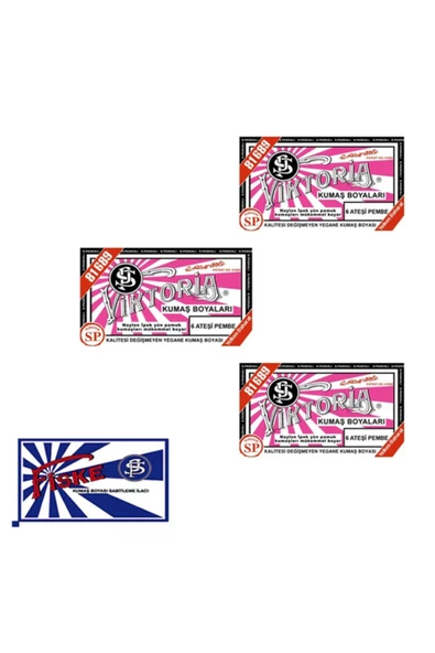 Ateşi Pembe Kumaş Boya X 3 Adet + Fiske