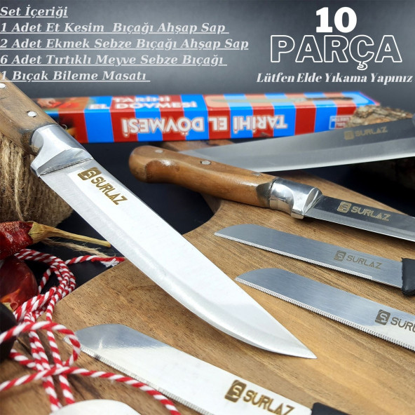 SürLaz Dark 10 Parça Mutfak Bıçak Seti Et Sebze Meyve Bıçakları Eko Serisi - 2