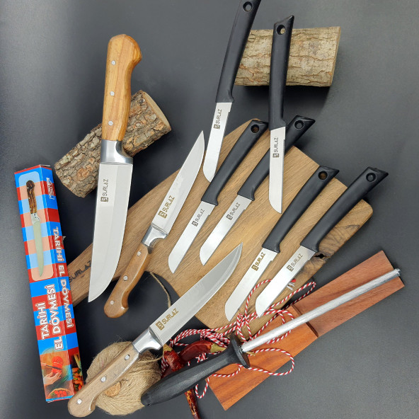 SürLaz Dark 10 Parça Mutfak Bıçak Seti Et Sebze Meyve Bıçakları Eko Serisi - 4