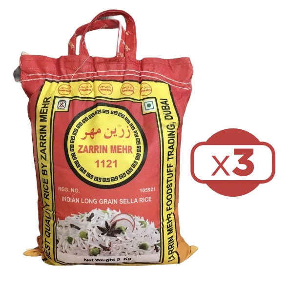 Zarrin Mehr 1121 5 kg 3 lü Paket Basmati Hint Pirinci