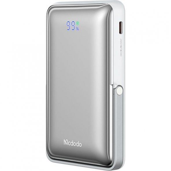 Mc-0690 15w Magsafe 10000mah Kablosuz Dijital Ekranlı Şarj Cihazı Powerbank Beyaz