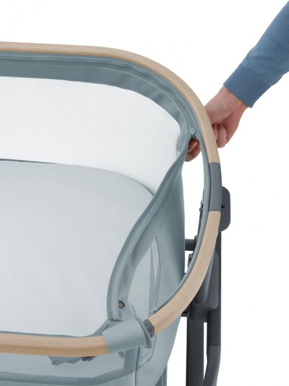 Maxi-Cosi Iora Air Sallanabilen Ahşap Görünümlü Anne Yanı Beşik Beyond Grey - 12