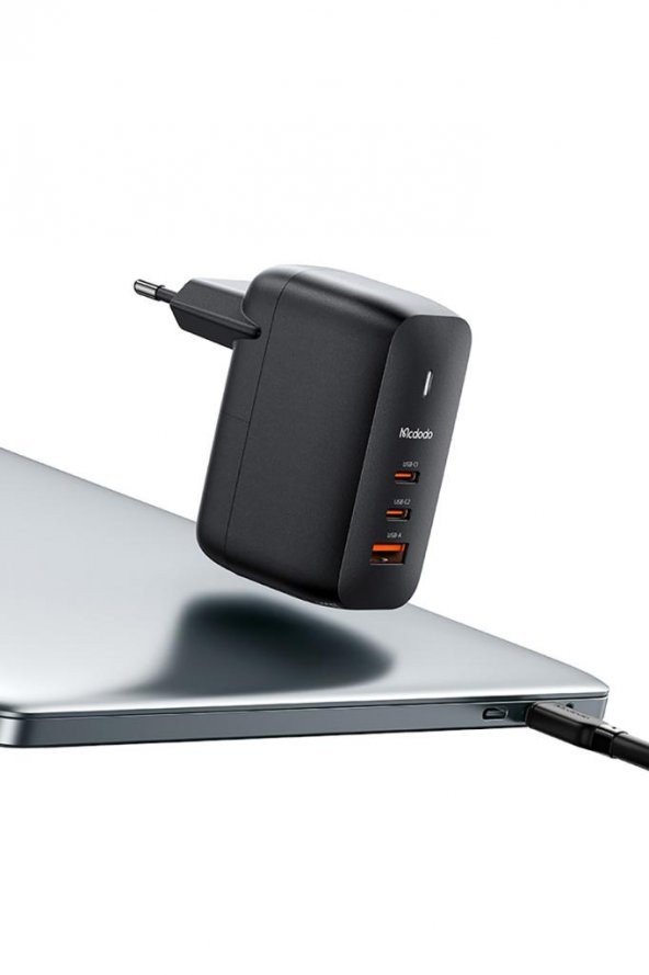 Ch-0291 Gan 65w 2xtype-c 1xusb 3 Girişli Hızlı Şarj Adaptörü - Siyah - 5