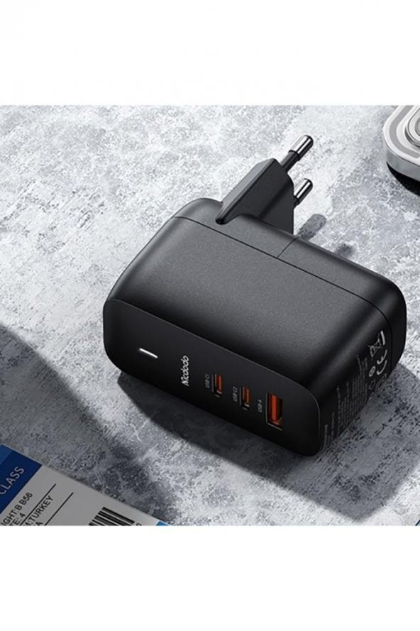 Ch-0291 Gan 65w 2xtype-c 1xusb 3 Girişli Hızlı Şarj Adaptörü - Siyah - 6
