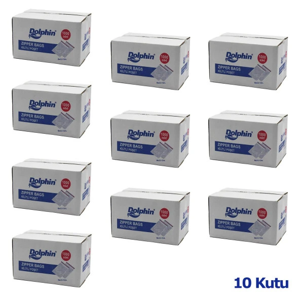 Dolphin Kilitli Şeffaf Buzdolabı Kilitli Saklama Poşeti Torba - 9x11 Cm. - 1000 Adetlik 10 Kutu - 2
