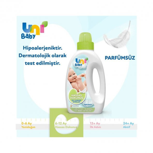 Uni Baby Hassas Dokunuş Sıvı Çamaşır Deterjanı 1500x4 6000 ml - 4