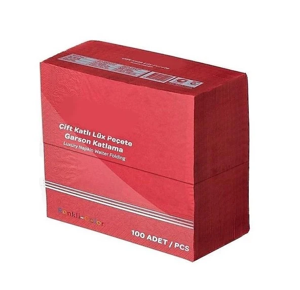 Omnipazar 33x33 cm 1/8 Garson Katlama Servis Peçetesi 100 Ad Kırmızı - 3