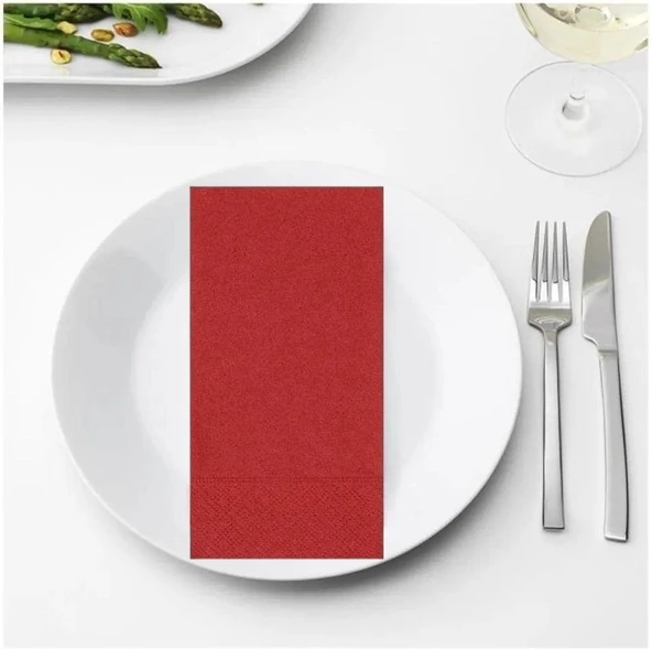 Omnipazar 33x33 cm 1/8 Garson Katlama Servis Peçetesi 100 Ad Kırmızı - 2