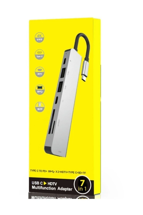 7 In 1 Sd Usb Type-c Hub Hdmı Girişli Macbook Çevirici Çoklayıcı - 3