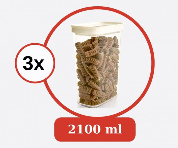 Flosoft 3’lü Lüks Kristal Dikdörtgen Erzak Saklama Kabı Seti 3x2100ml - 2