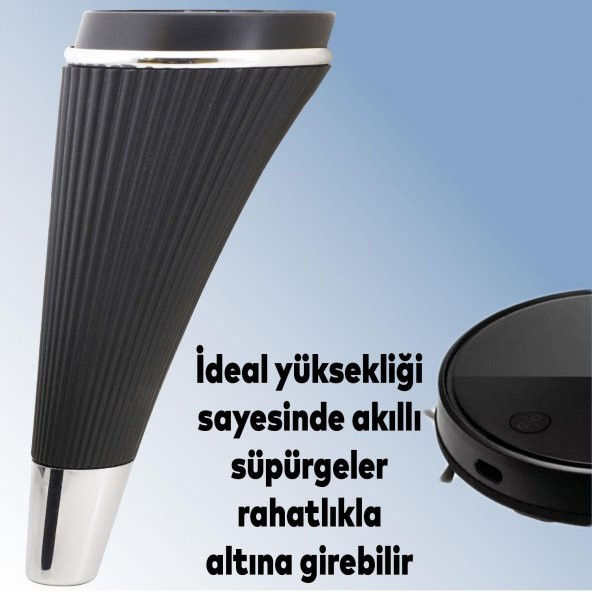 Lüks Mobilya Kanepe Sehpa TV Ünitesi Koltuk Ayağı 19 cm Siyah Krom Baza Ayak - 2