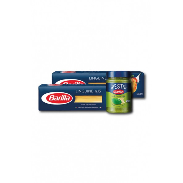 Barilla Linguine (yassı)spagetti Makarna No.13 2 Adet + Fesleğenli (pesto Genovese) Makarna Sosu Set