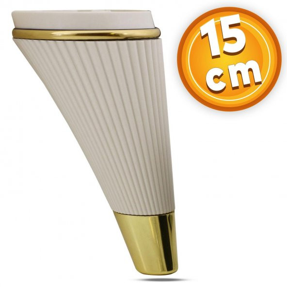 Lüks Mobilya Kanepe Sehpa TV Ünitesi Koltuk Ayağı 15 cm Krem Gold Baza Ayak - 1