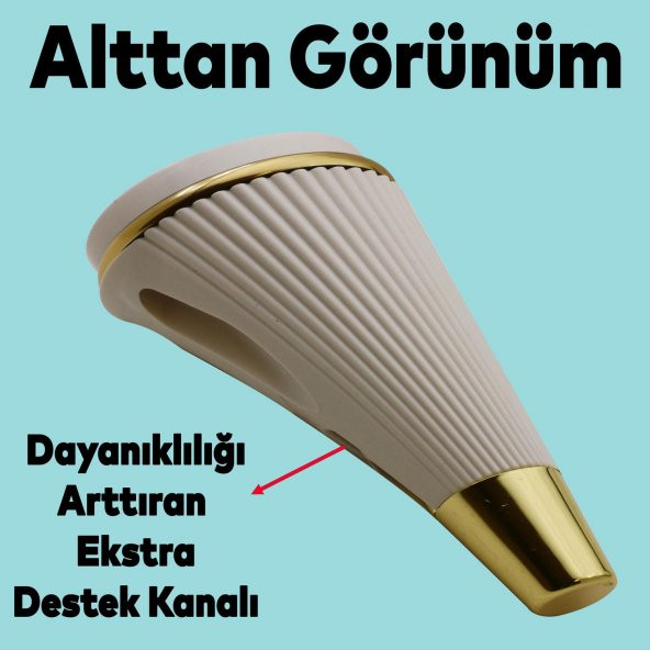 Lüks Mobilya Kanepe Sehpa TV Ünitesi Koltuk Ayağı 15 cm Krem Gold Baza Ayak - 4