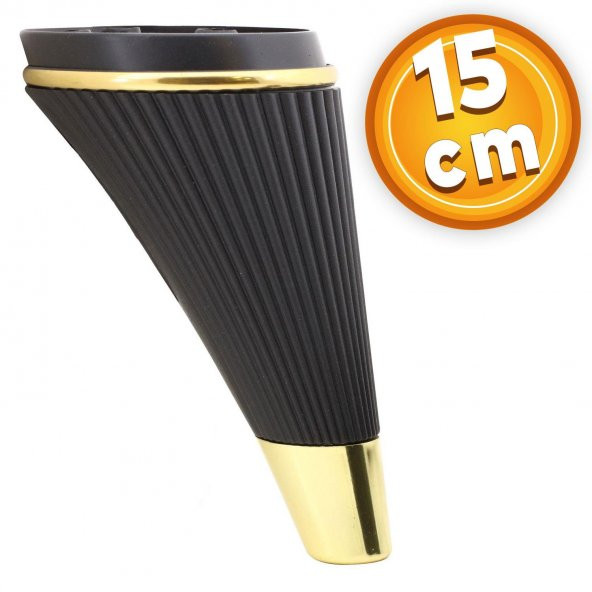 Lüks Mobilya Kanepe Sehpa TV Ünitesi Koltuk Ayağı 15 cm Siyah Gold Baza Ayak - 1