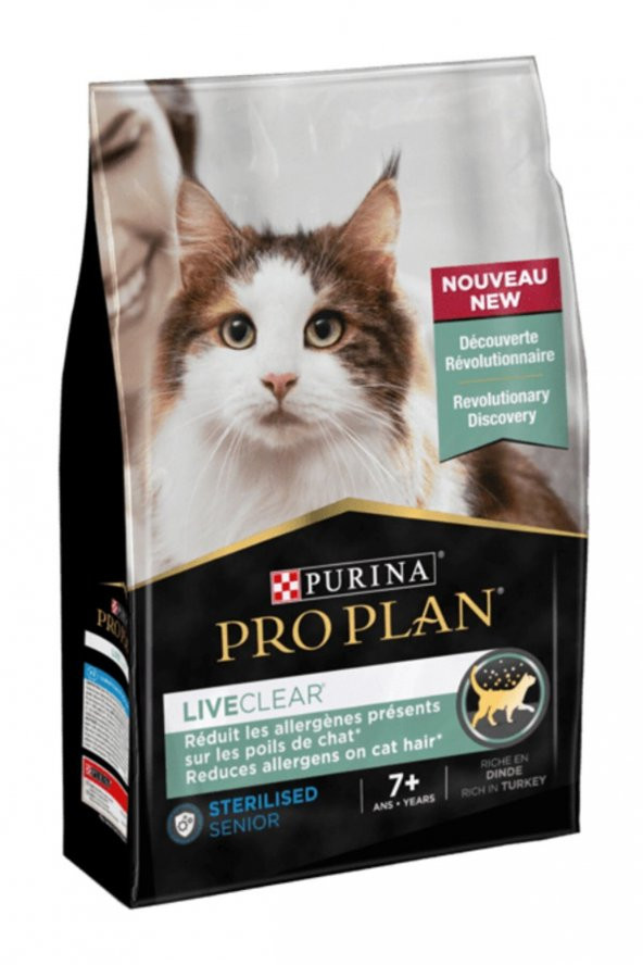 Pro Plan Liveclear +7 Hindili Alerjen Azaltan Kısırlaştırılmış Yaşlı Kedi Maması 1,4 Kg