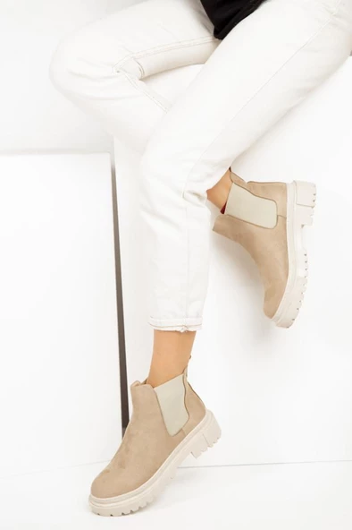 Kenar Lastik Detaylı Kalın Tabanlı Chelsea Kadın Bot