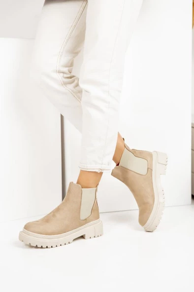 Kenar Lastik Detaylı Kalın Tabanlı Chelsea Kadın Bot - 6