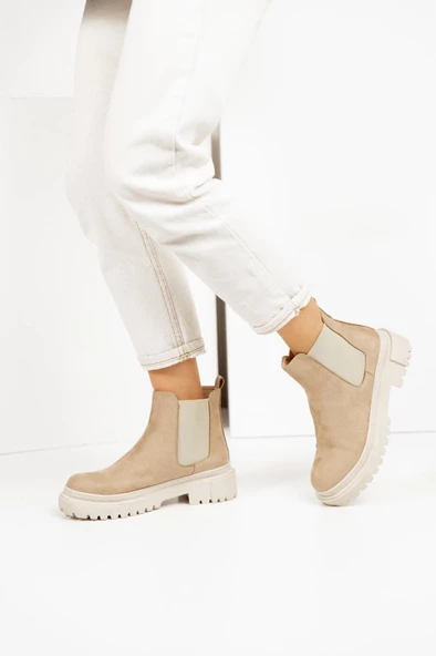 Kenar Lastik Detaylı Kalın Tabanlı Chelsea Kadın Bot - 5